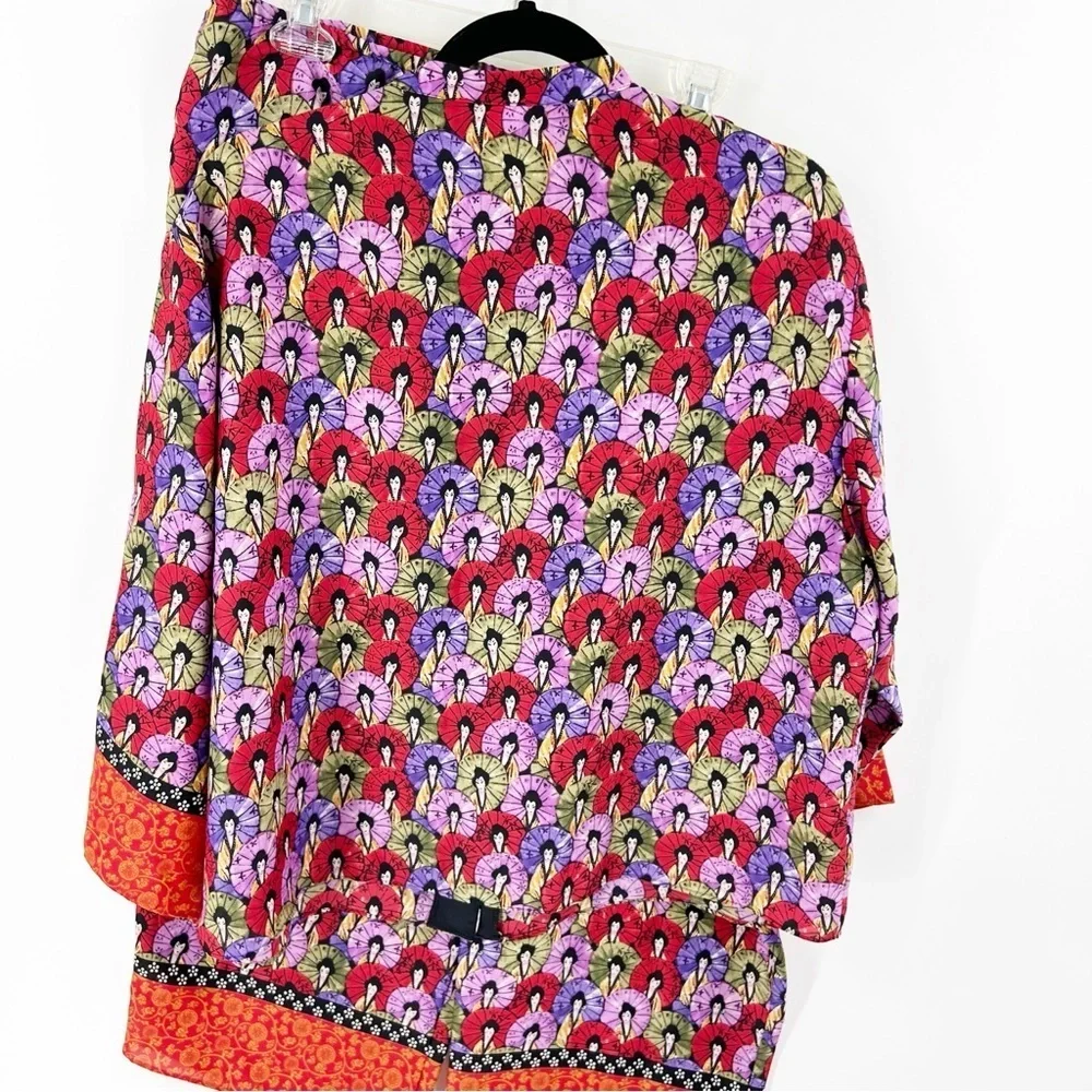 ✅ Vintage Josie Natori Japanese Geisha Kimono PAJAMA‎ SET SIZE LARGE